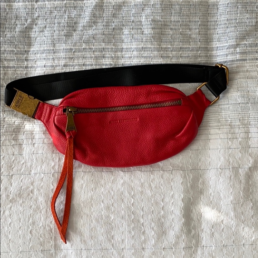 Red Leather Waist Bag